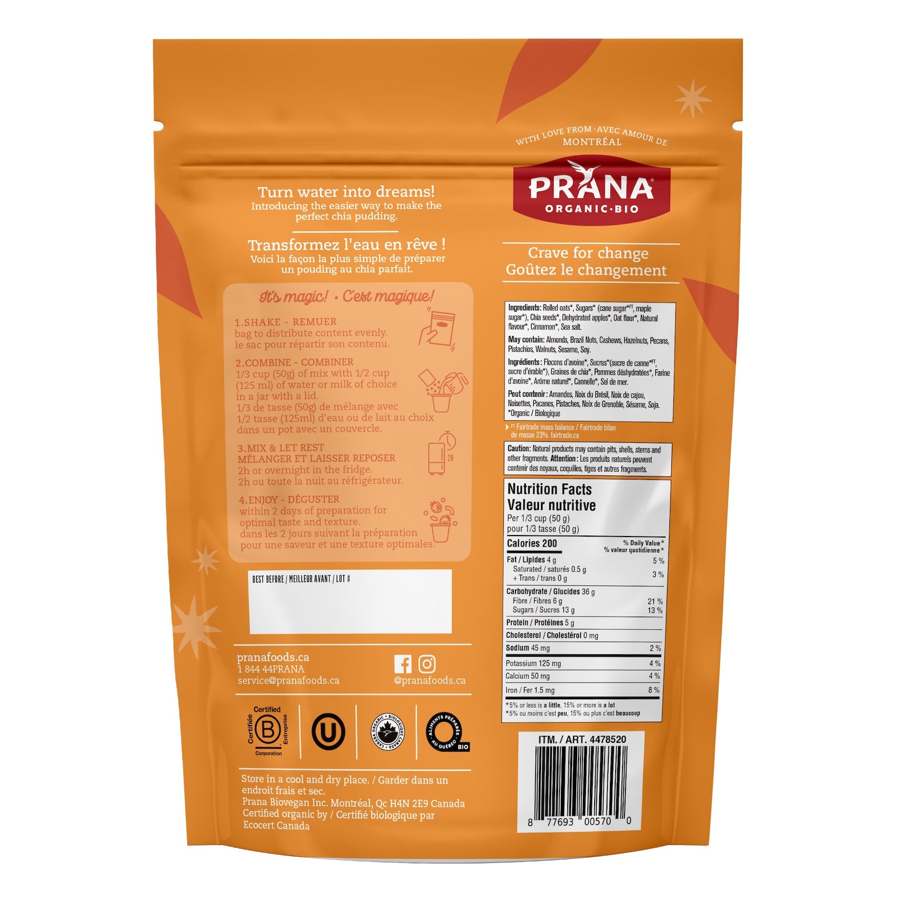 Prana 有機隔夜奇亞籽燕麥 (800g x 2包)｜3款口味 Apple Crumble 產品圖片 5
