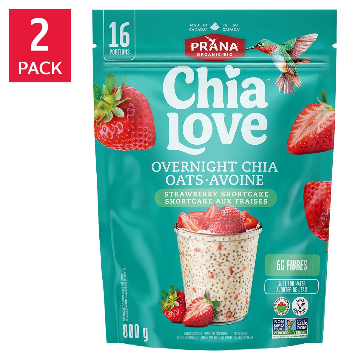 Prana 有機隔夜奇亞籽燕麥 (800g x 2包)｜3款口味 Strawberry Shortcake 產品圖片 1
