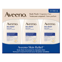 Aveeno Skin Relief 無香舒緩沐浴露｜乾燥敏感肌 (532mL x 3支) 產品圖片 1