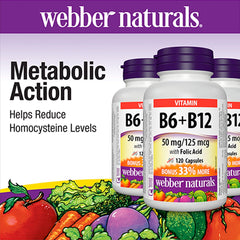 Webber Naturals 維他命B6 + B12 + 葉酸膠囊 (120粒 x 3樽) 產品圖片 2