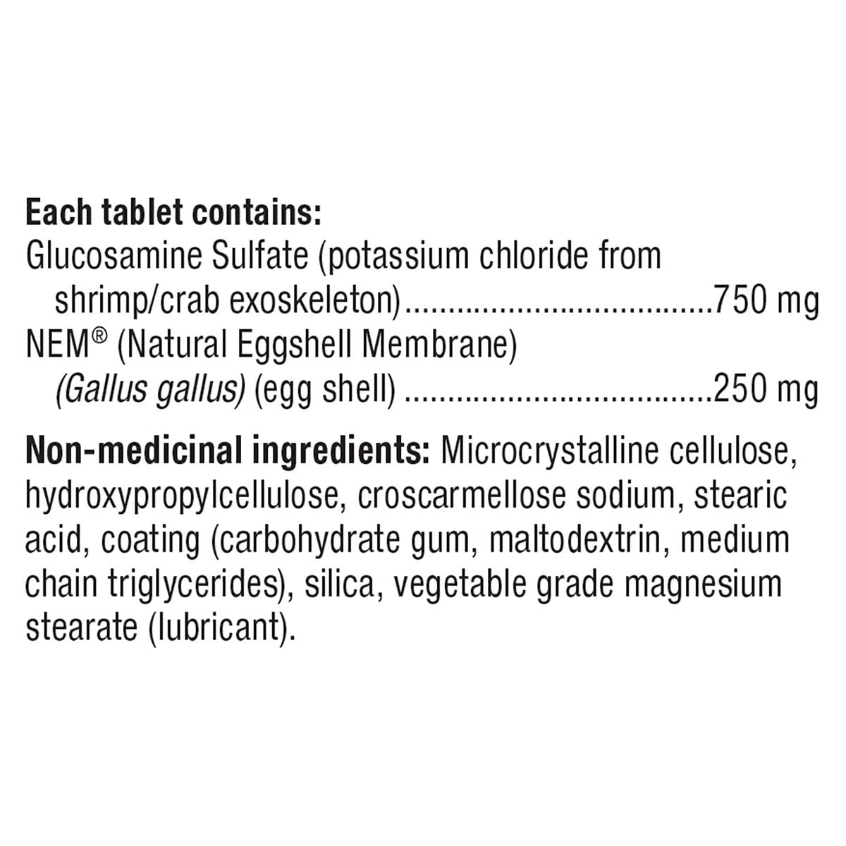 Webber Naturals 葡萄糖胺 + NEM® 天然蛋殼膜片 (60片 x 2樽) 產品圖片 3