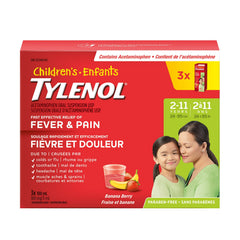 Children's Tylenol 兒童撲熱息痛止痛退燒液 香蕉莓味 (100mL x 3樽) 產品圖片 1