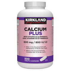 Kirkland Signature 鈣 600mg + 維他命D3 800IU + 礦物質片 (500片) 產品圖片 1
