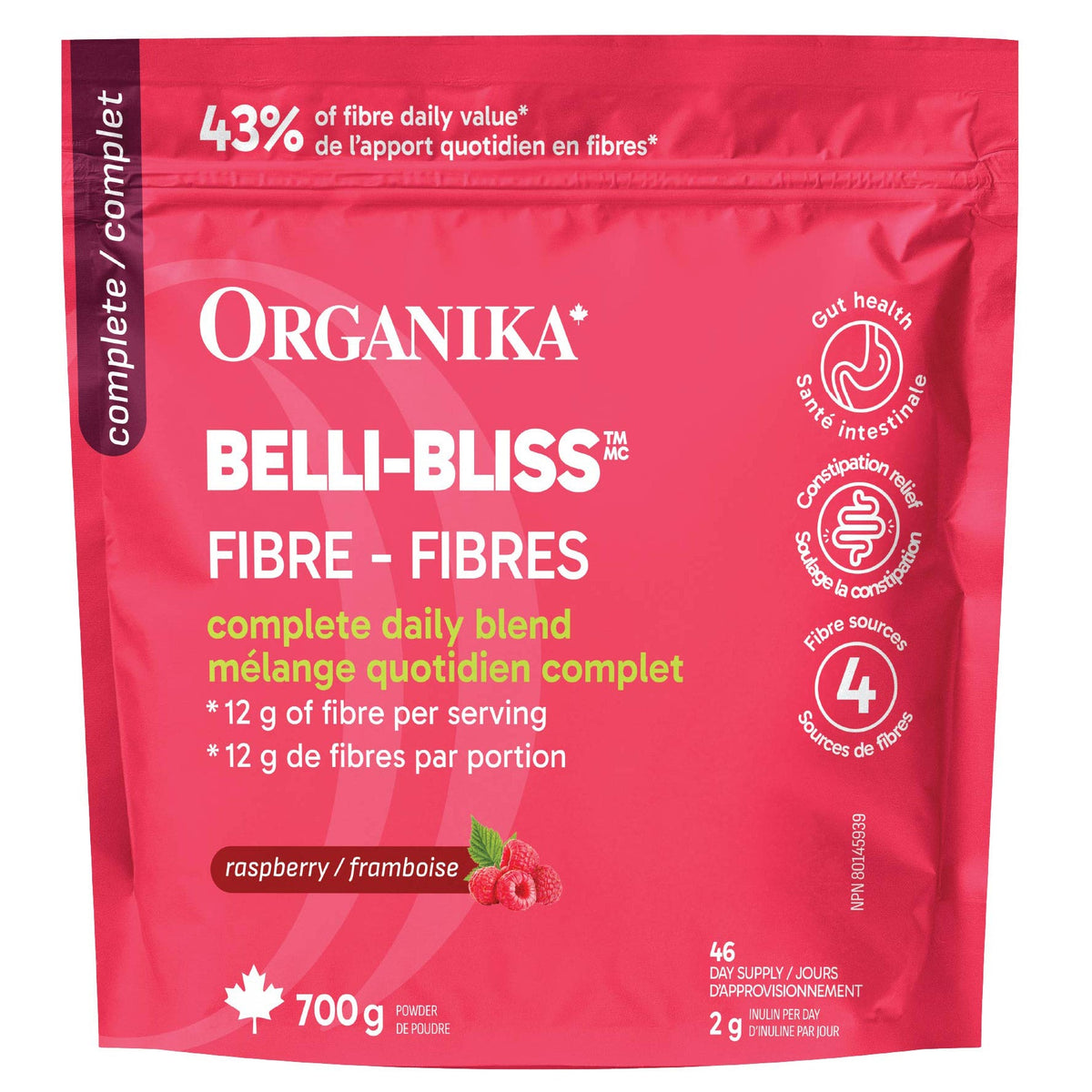 Organika Belli-Bliss 覆盆子味益生元纖維粉 (700g) 產品圖片 1