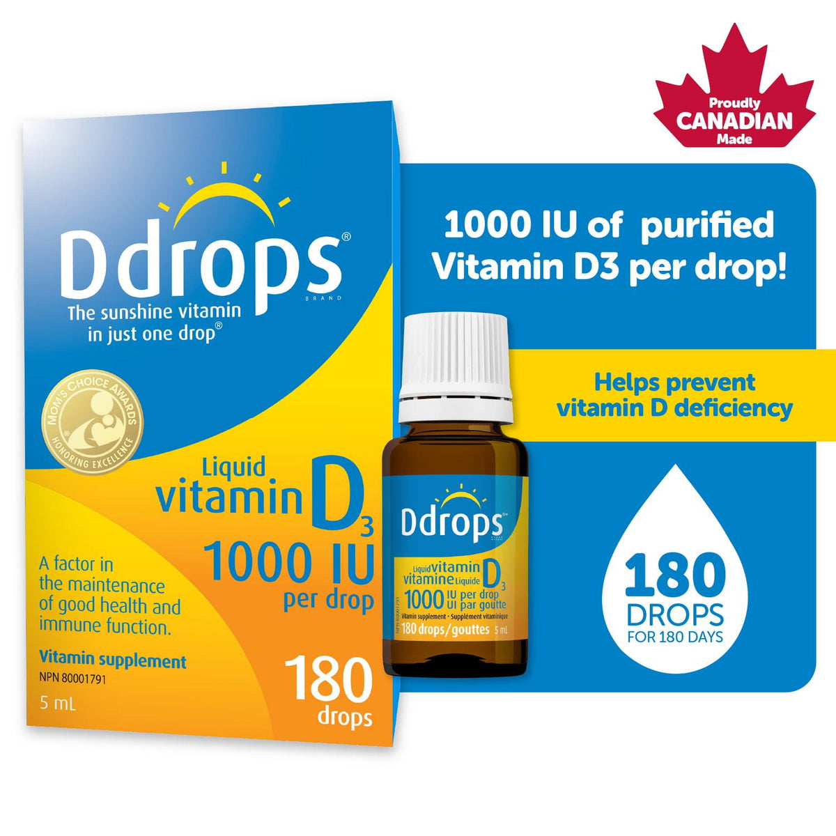 Ddrops 成人維他命D3 1000IU 液體滴劑 (約180滴) 產品圖片 1
