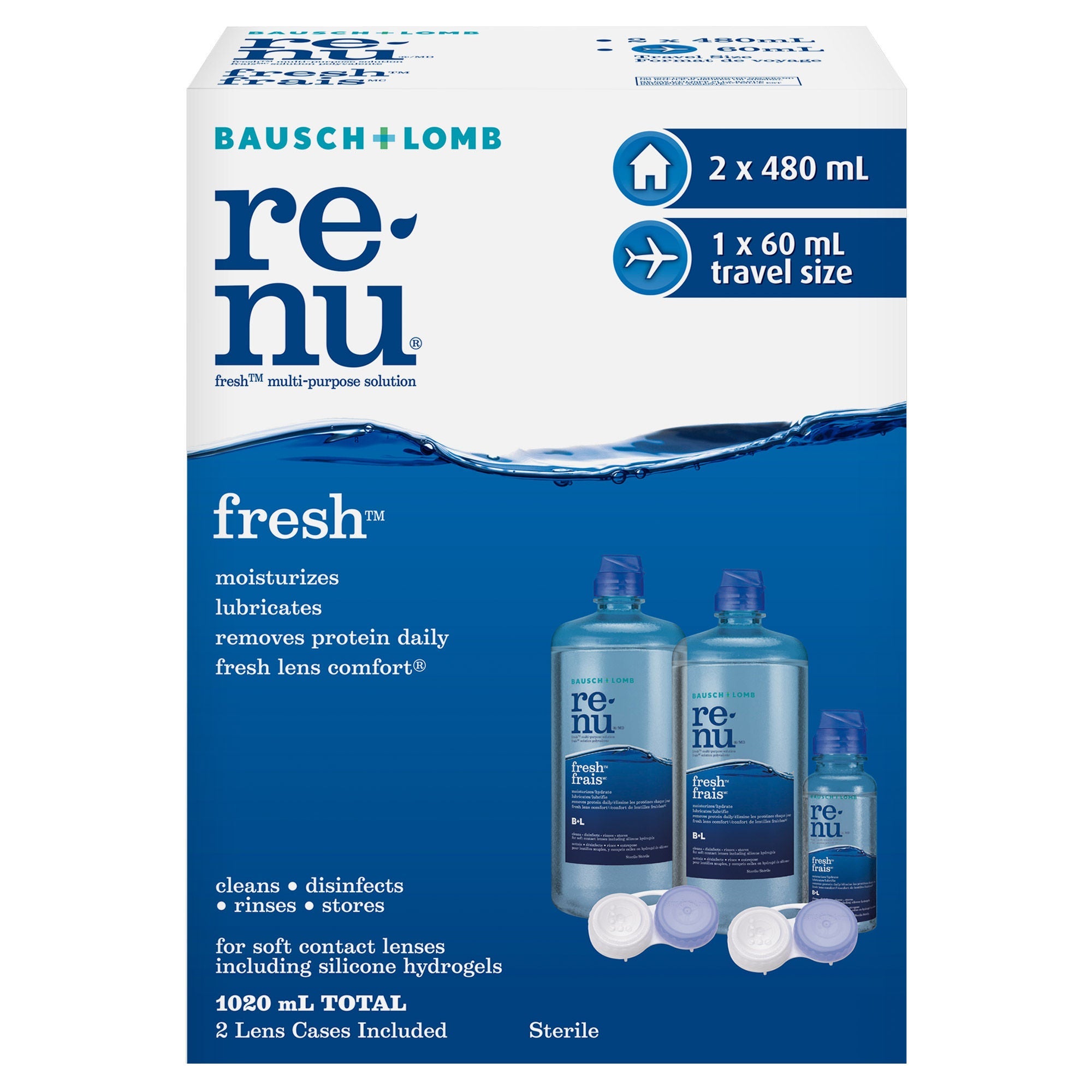 Renu Fresh 多功能隱形眼鏡護理液 (480mL x 2 + 60mL + 鏡盒 x 2) 產品圖片 1
