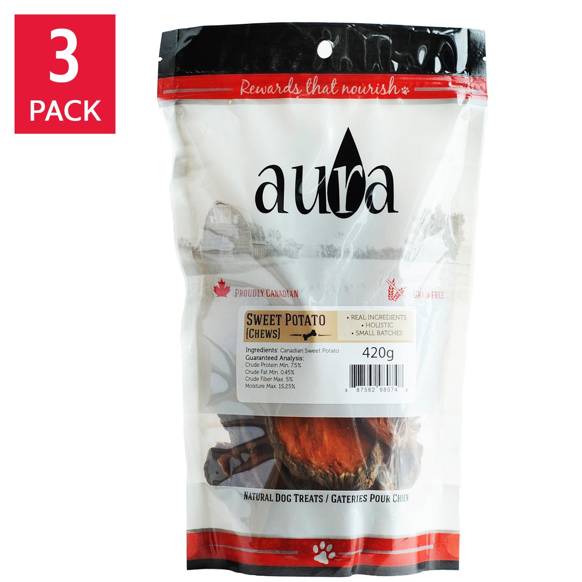 Aura 天然番薯狗狗咀嚼小食 (420g x 3包) 產品圖片 1