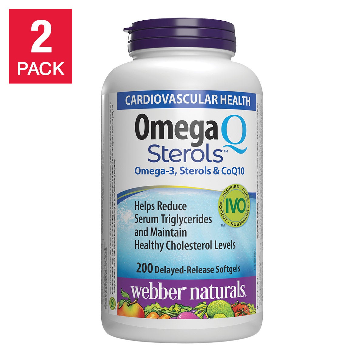Webber Naturals Omega-3 + CoQ10 + 植物固醇 延遲釋放軟膠囊 (200粒 x 2樽) 產品圖片 1