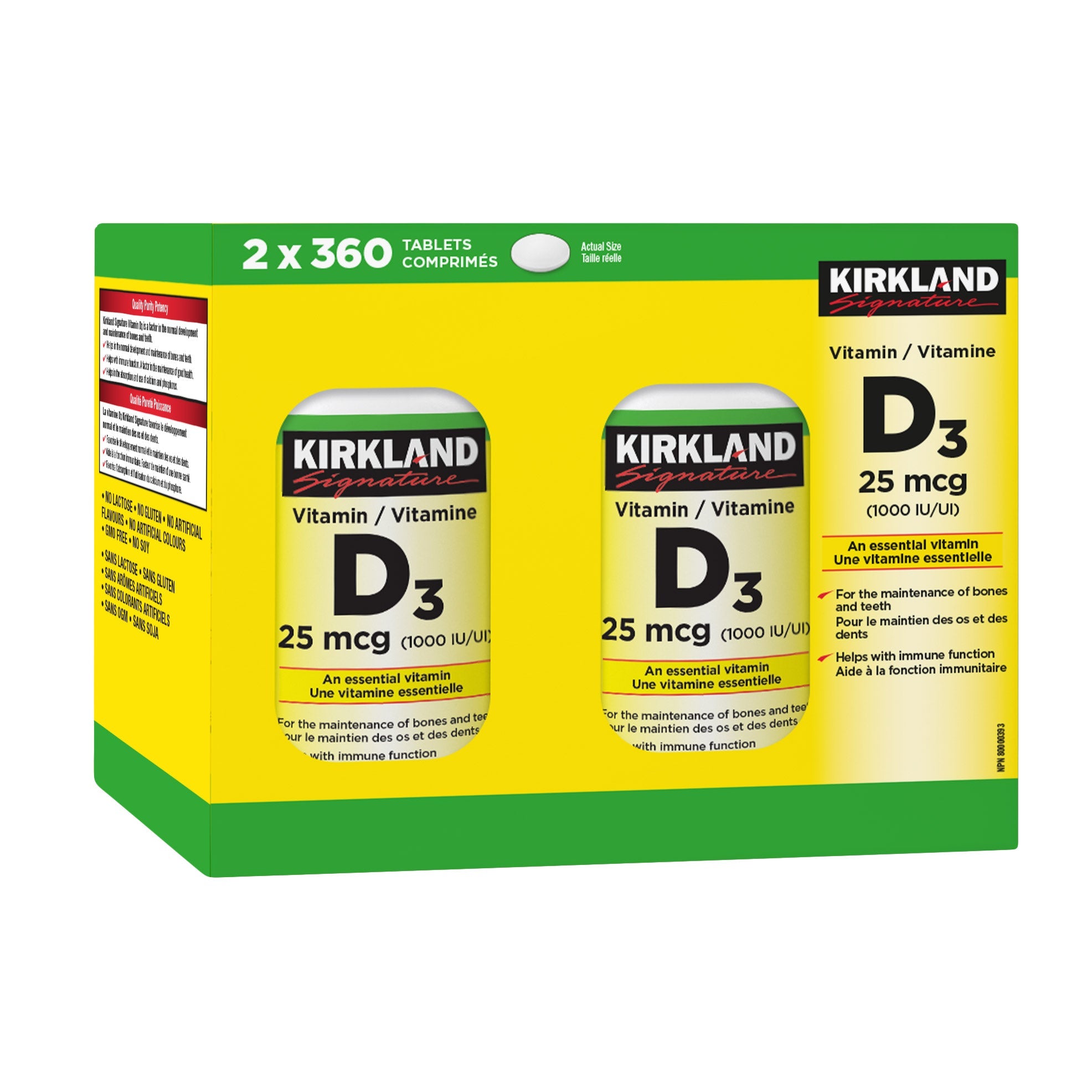 Kirkland Signature 維他命D3 1000IU (360片 x 2樽) 產品圖片 1