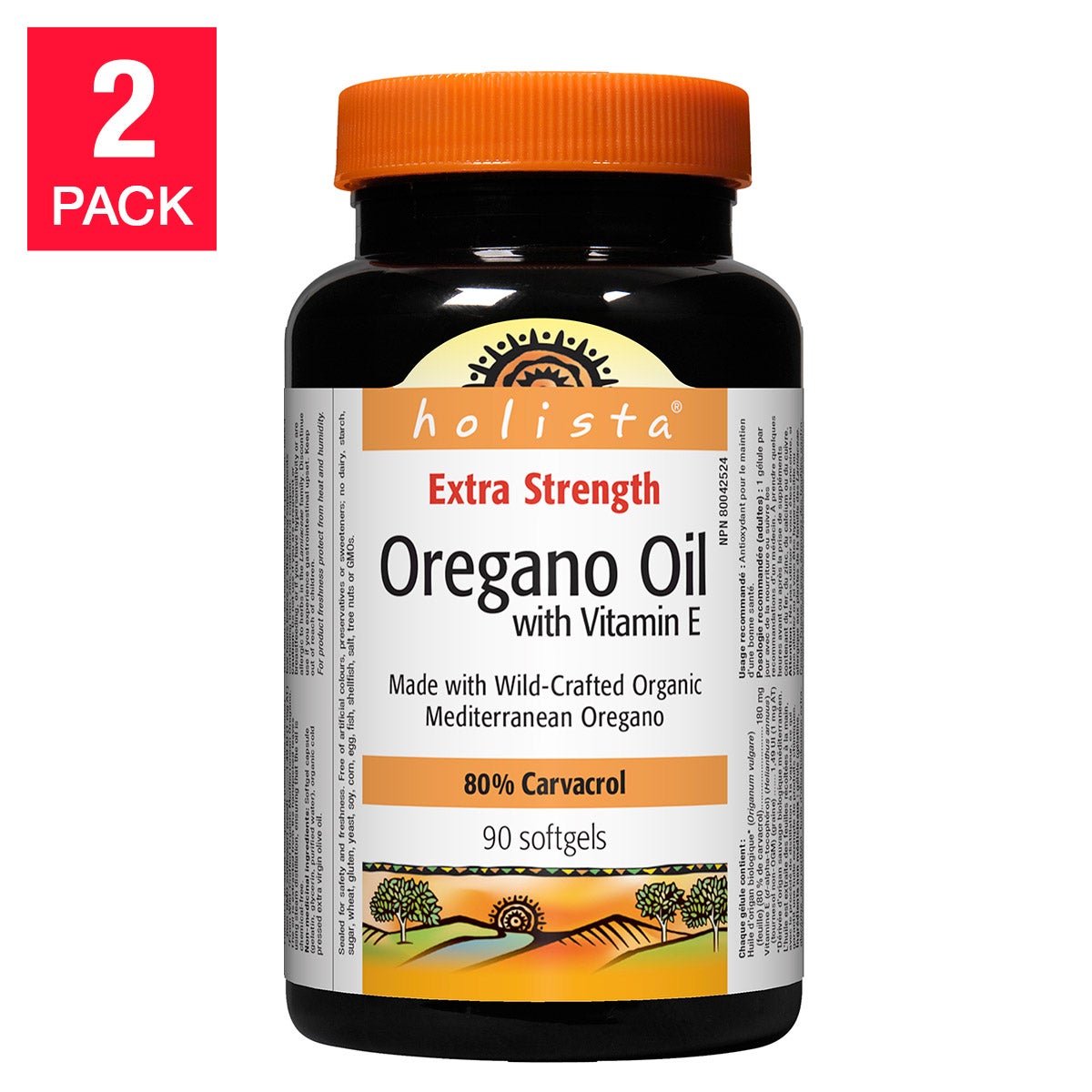 Holista 特強有機奧勒岡油 80% 香芹酚 + 維他命E 軟膠囊 (90粒 x 2樽) 產品圖片 1