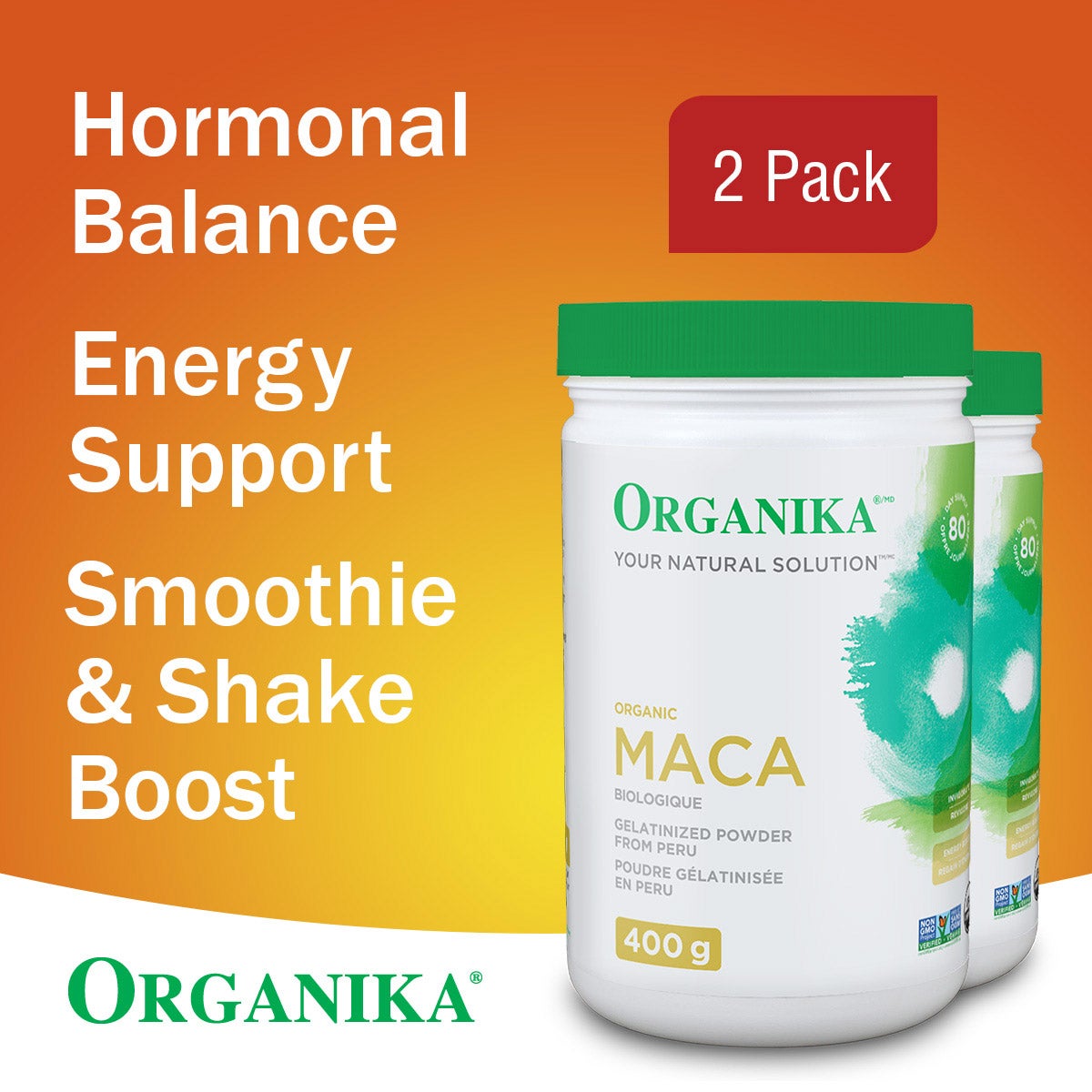 Organika 有機糊化瑪卡粉 無麩質非基因改造 (400g x 2樽) 產品圖片 2