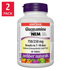 Webber Naturals 葡萄糖胺 + NEM® 天然蛋殼膜片 (60片 x 2樽) 產品圖片 1