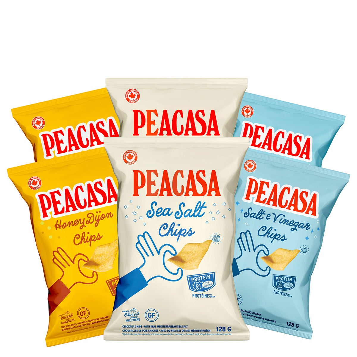 Peacasa 加拿大製鷹嘴豆脆片 海鹽＋蜜糖芥末 (128g x 6包) 產品圖片 1