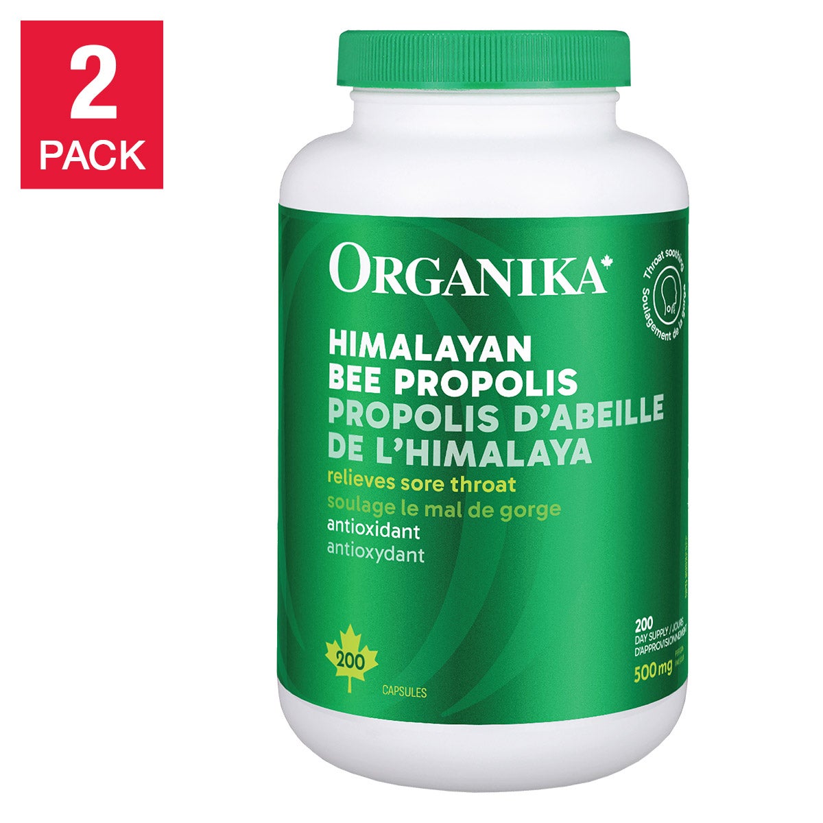Organika 蜂膠 Bee Propolis 500mg 膠囊 (200粒 x 2樽) 產品圖片 1
